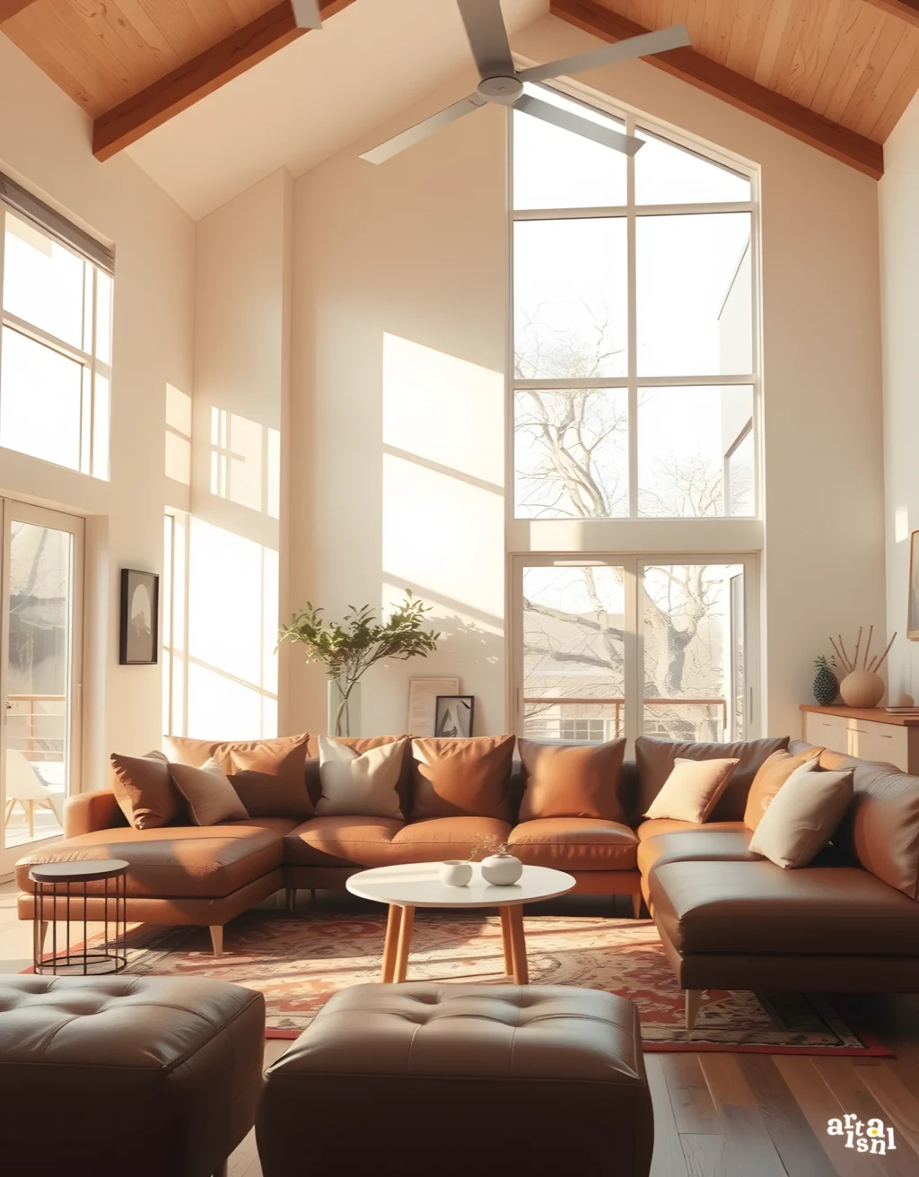 Airy and Inviting Leather Sofa Living Room Artisanal Home Goods 41