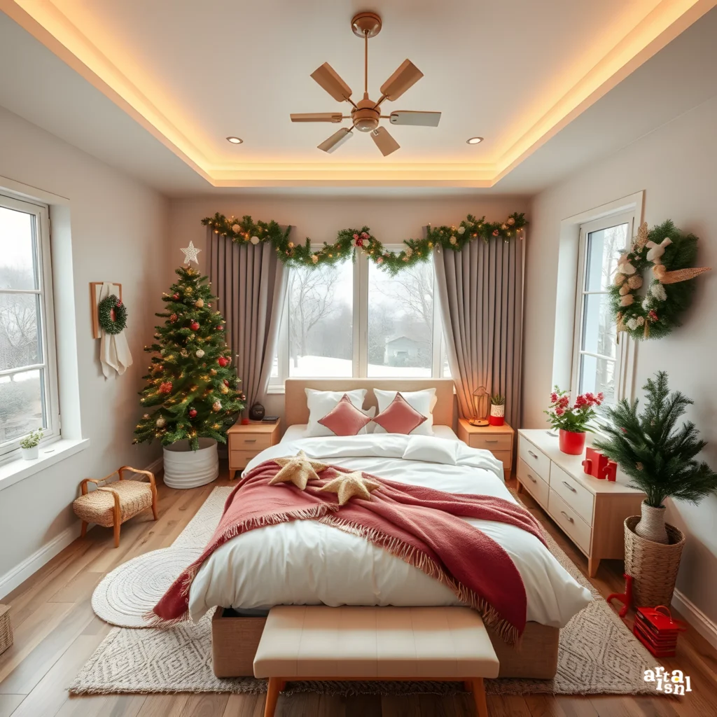 Cozy Christmas Bedroom for Small Spaces Artisanal Home Goods-25