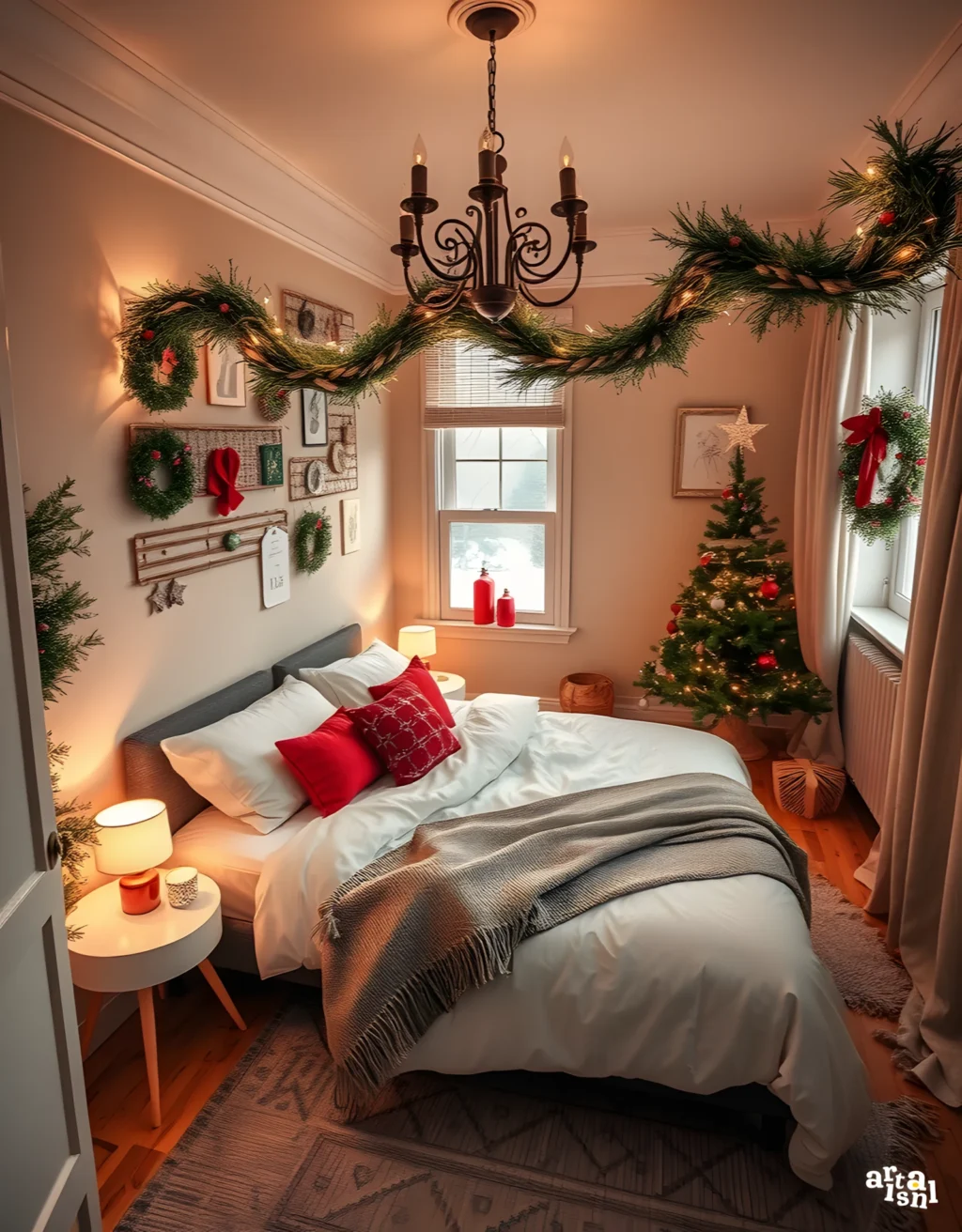 Festive Garlands Christmas Bedroom Look Artisanal Home Goods-4