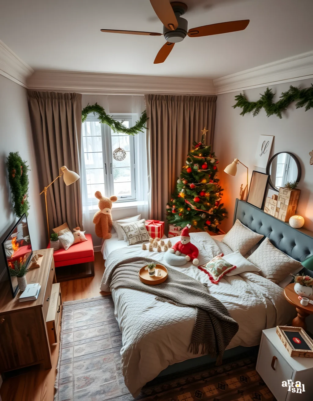 Warm and Welcoming Christmas Bedroom Design Artisanal Home Goods-2