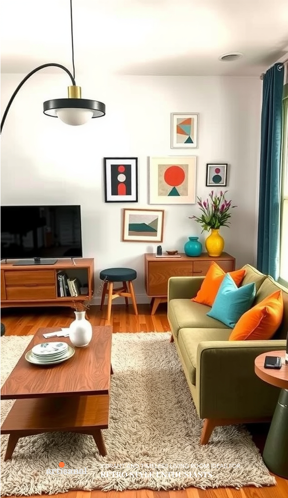 28 Vibrant and Timeless Living Room Ideas for Retro Style Enthusiasts