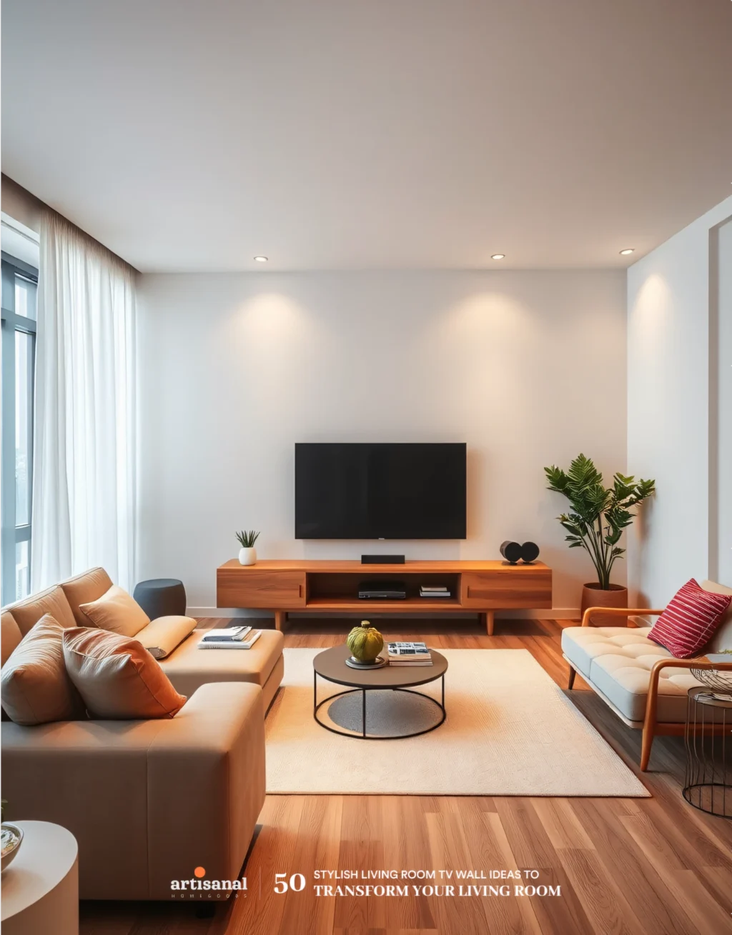 a living room with a television and a couch