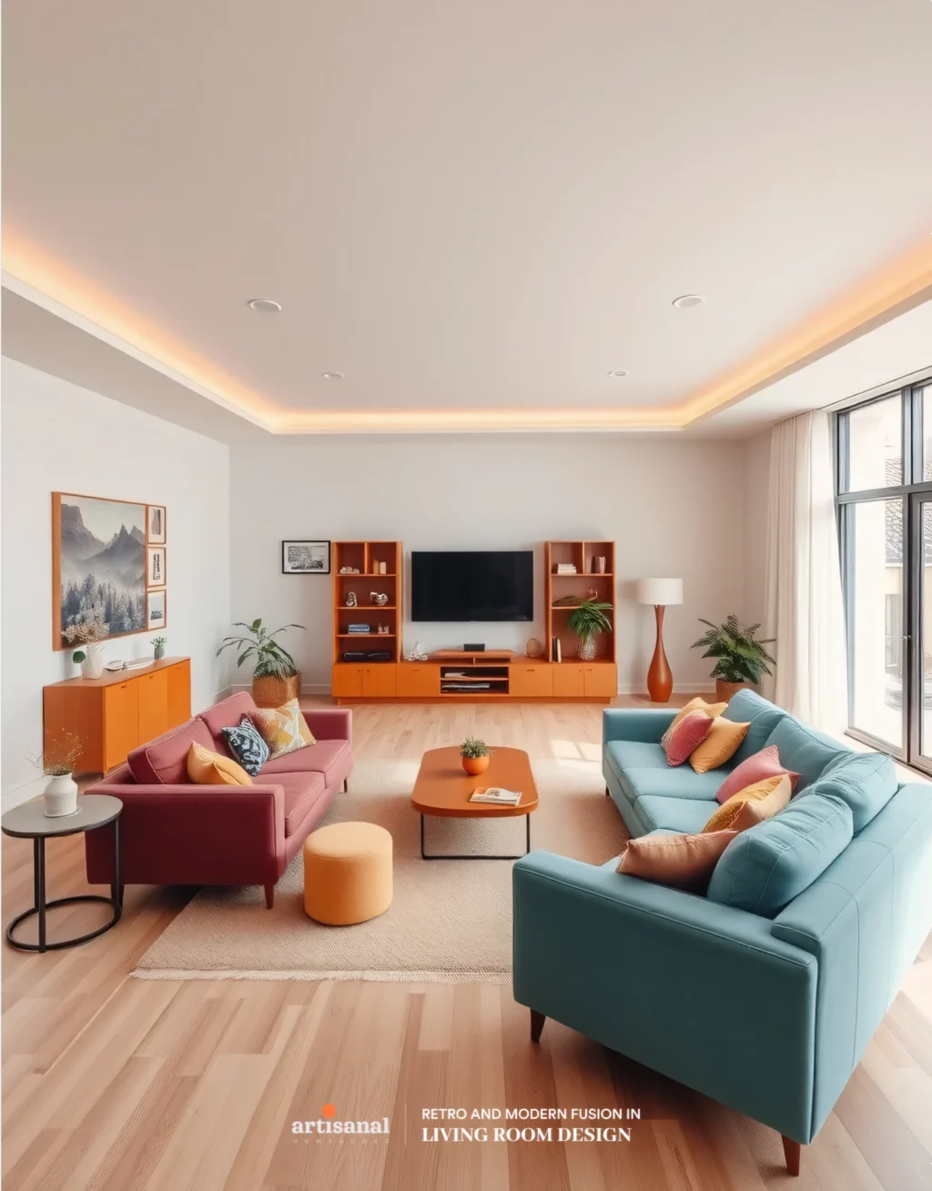 Blending 70s Retro Vibes with Modern 2025 Living Room Décor Trends