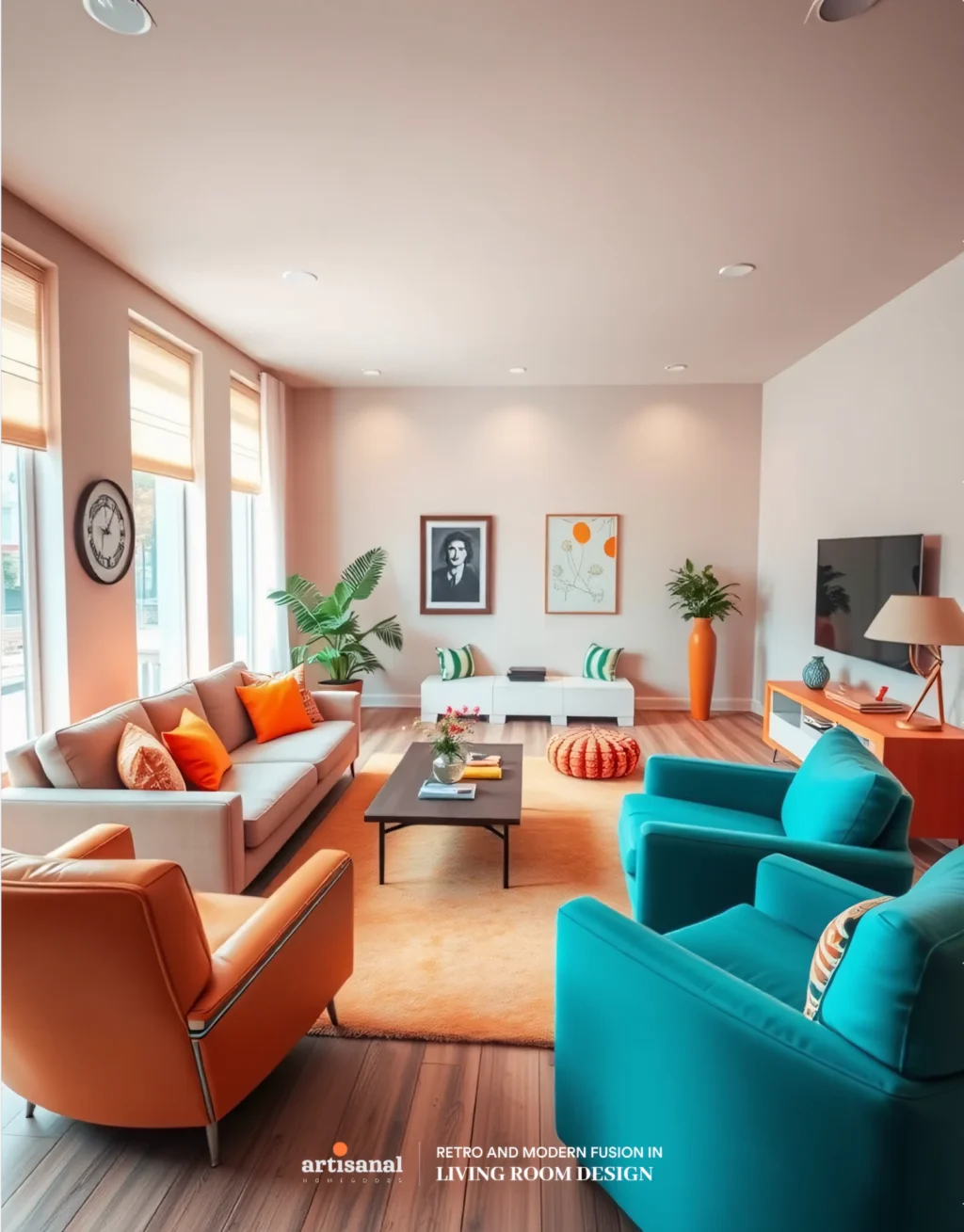 Blending 70s Retro Vibes with Modern 2025 Living Room Décor Trends