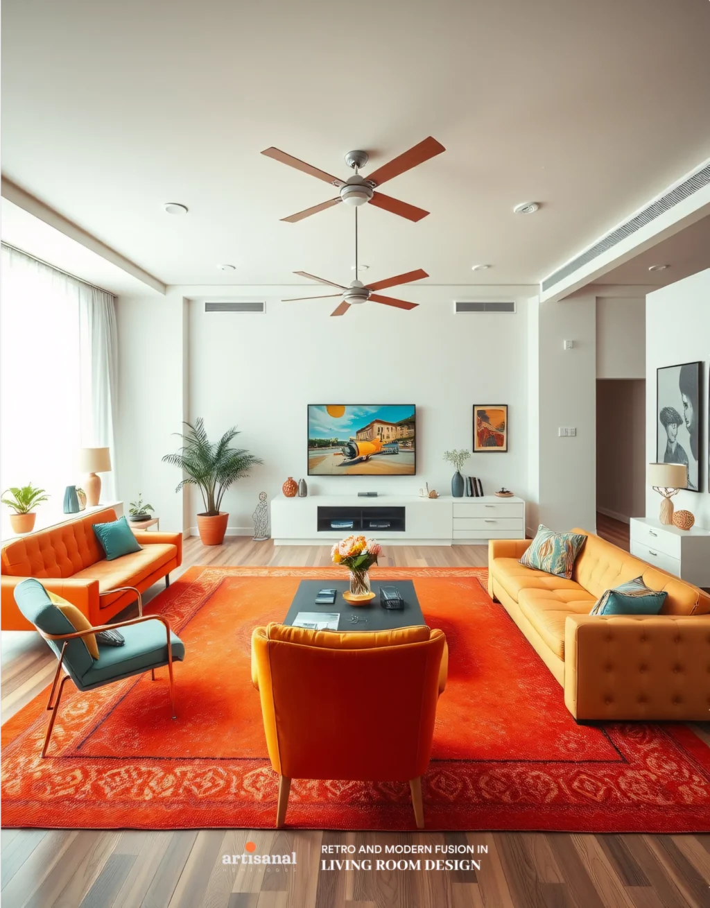 Blending 70s Retro Vibes with Modern 2025 Living Room Décor Trends