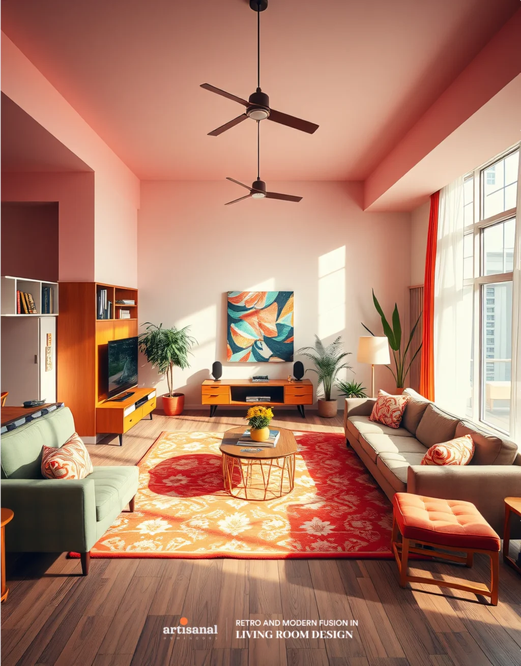 Blending 70s Retro Vibes with Modern 2025 Living Room Décor Trends